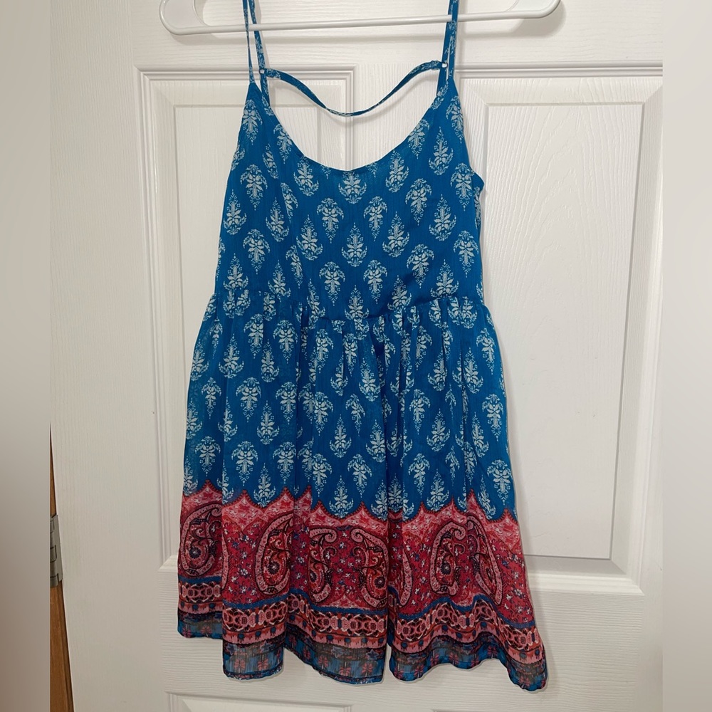 Red & blue short dress- small
